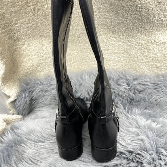 Michael Kors Fulton Harness Riding Boots Pull On Tall Black Rain Snow Size 8 - Picture 7 of 12